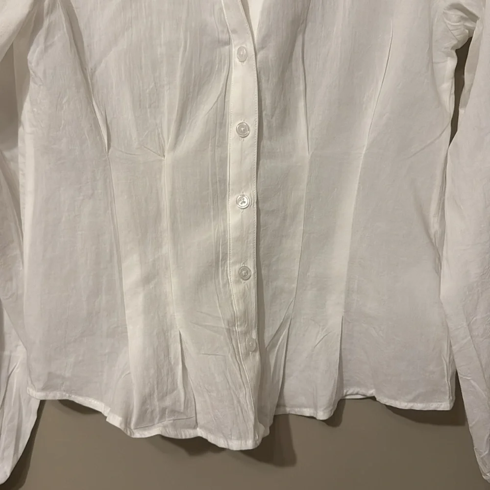 NWT- Joe’s Pleated Long Sleeve Button-Up Shirt, White, XS - Picture 7 of 12